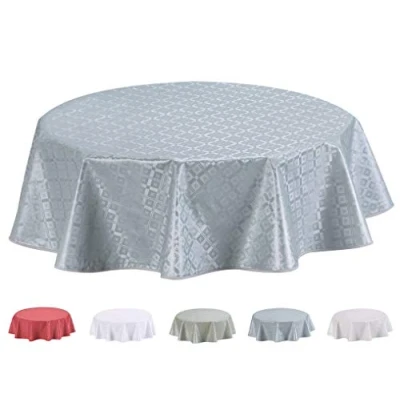 Imagen de Mantel de Hule, con Relieve, Redondo 155 cm Salvia Gris Claro