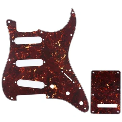 Imagen de Musiclily SSS Set de Golpeador y Placa Trasera ST Strat para Guitarra Eléctrica Fender American/México Standard Stratocaster Estilo Moderno, 4 capas Tortoise