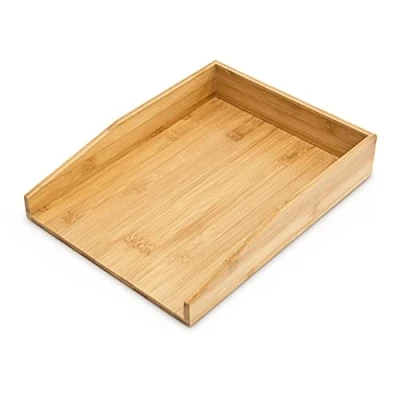 Imagen de Relaxdays Briefablage Bambus Bandeja Documentos Bambú, Formato A4, Organizador Cartas, Papeles, Oficina, Apilable, 6 x 25 34 cm, Marrón