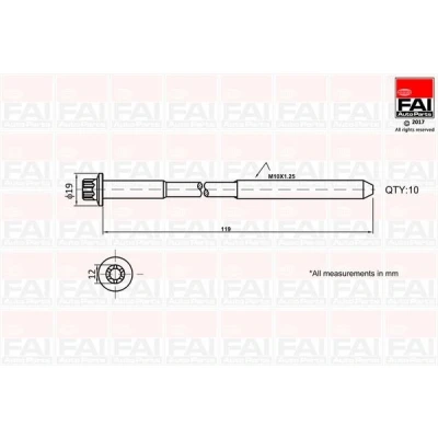 Imagen de FAI AutoParts B1321 Juego de Tornillos Culata Perfil estrido intzerior (Ribe CV) 10 FIAT: Doblo I Cargo, II Furgón / Familiar