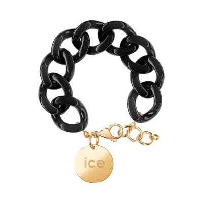 Imagen de ICE Jewellery, Chain bracelet, Black, Pulsera de malla negra XL para mujer con medalla oro (020354)