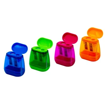 Imagen de TSI Juego de 4 sacapuntas dobles, cierre por ambos lados, en los colores rosa, verde, azul y naranja, número referencia 45024