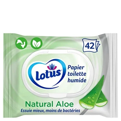 Imagen de Lotus Papel higiénico húmedo natural de aloe Sin colorantes ni perfumes Fibras FSC 100% origen 42 unidades (paquete 1)