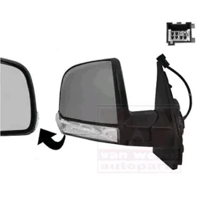 Imagen de espejo retrovisor Van Wezel 1638808 derecha imprimado completo, convexo, para ajuste elect. espejo, calefactable, sin gran angular