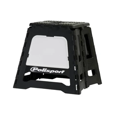 Imagen de Polisport 8981500006 Caballete Plegable de Polipropileno y Goma, Ligero fácil Transportar con el Logo Pintado en Relieve. Diseño Color Negro/Blanco