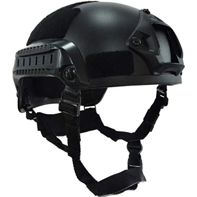 Imagen de haoYK MICH 2001 Style Tactical Airsoft Paintball Casco con soporte NVG y riel lateral para Paintball, color negro