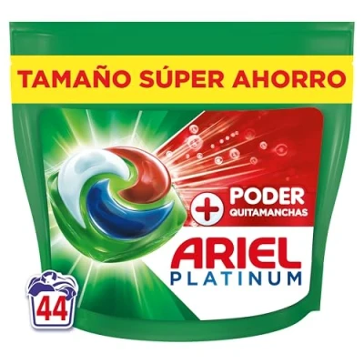 Imagen de ARIEL PODS Platinum Detergente Lavadora Liquido 44 Capsulas/Pastillas, Jabon Extra Poder Quitamanchas, Limpieza Profunda