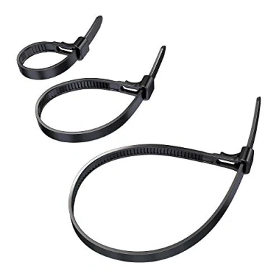 Imagen de KabelDirekt Pack de 3 bridas cables resellable (bridas desmontables, sostenibles y reutilizables, color negro) paquetes 40 unidades, 150 mm, 200 mm x 7,4