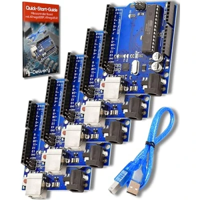 Imagen de AZDelivery 5 x Placa de Desarrollo Microcontrolador con ATmega328P, ATmega16U2 E Book Incluido!