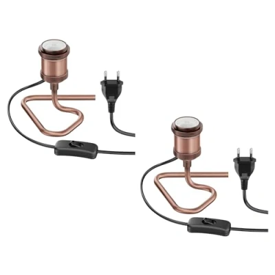 Imagen de ledscom.de 2 uds. lámpara de sobremesa RETRA, interruptor, bronce, 1x E27 máx. 60W