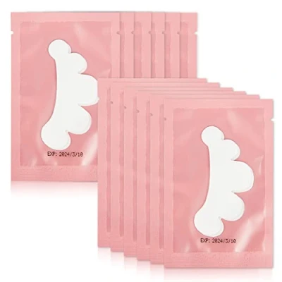 Imagen de Lunamoon Almohadillas para extensión de pestañas, parches hidrogel extensiones 50 pares (rosa flor)