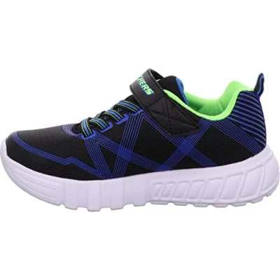 Imagen de Skechers FLEX GLOW, Zapatillas para Niños, Black Textile/ Synthetic/ Blue &amp; Lime Trim, 28.5 EU