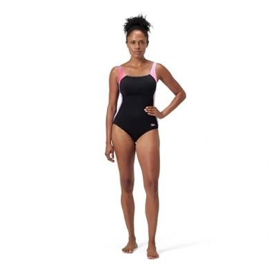 Imagen de Speedo Shaping LunaLustre Printed Traje de baño para Mujer, Neon Violet, 46