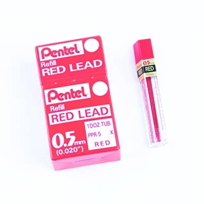 Imagen de Pentel PPR Cajas de 12 cables recarga rojos para lápices mecánicos 0,5 mm