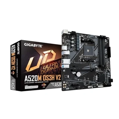 Imagen de GIGABYTE Placa Base A520M DS3H V2 Soporta CPUs AMD Ryzen Serie 5000 AM4, hasta 4733 MHz DDR4 (OC), PCIe 3.0 x16, LAN GbE, USB 3.2 Gen 1