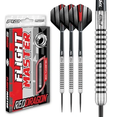 Imagen de RED DRAGON Fury 1: 23g Flightmaster 80% Dardos de Tungsteno Punta Acero con Plumas y Eje