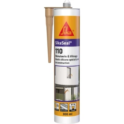 Imagen de SIKA Sellador de silicona para construcción SikaSeal 110 Carpintería &amp; Acristalamiento beige piedra Junta carpintería/acristalamiento Exterior/Interior 300 ml