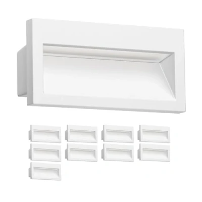Imagen de ledscom.de 10 LED aplique empotrable NOLA, downlight para exteriores, IP54 mate, 140 x 70mm, blanco cálido