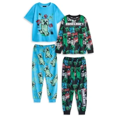Imagen de Minecraft Conjunto de Pijama para niños, Paquete 2 Pack múltiple Pijamas niño con Estampado Integral Grafiti Multicolor Tops y Partes Inferiores TNT Creeper