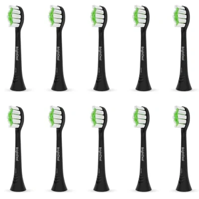 Imagen de Cabezales de cepillo dientes repuesto para Philips Sonicare compatibles con Protectiveclean, HealthyWhite, FlexCare, EasyClean, 10 unidades, negro