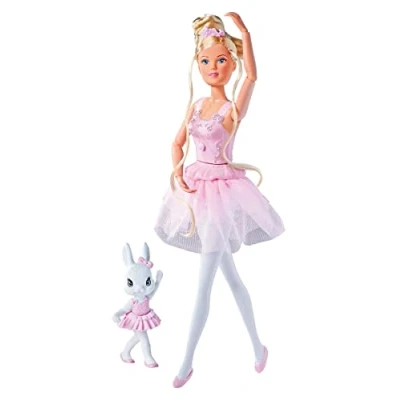 Imagen de Simba 105733603 Steffi Love Dancing Bailarinas, muñeca como Bailarina con Amigo de los Animales y Falda giratoria, 29 cm Juguete, a Partir 3 años