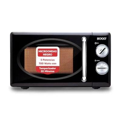 Imagen de Microondas estilo Retro, capacidad 20 Litros, 700 W, temporizador, varios niveles de potencia, Negro