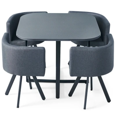 Imagen de Conjunto nordico de mesa y 4 sillas Oslo gris con PU Menzzo