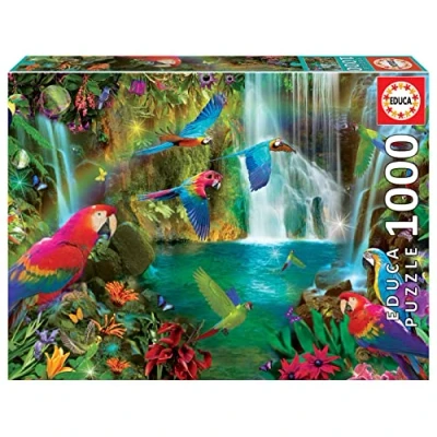 Imagen de Educa Puzzle de 1000 Piezas para Adultos Loros Tropicales. Incluye Pegamento Fix Puzzle. A Partir 14 años (18457)