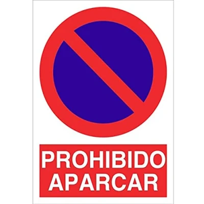 Imagen de Ferretelix, Cartel señal PVC 40 cm x 30 Prohibido aparcar estacionar 1 mm espesor