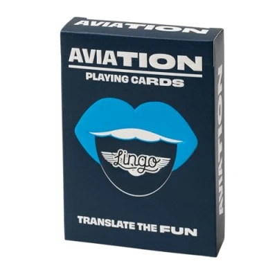 Imagen de Aviation Lingo Cartas de juego Tarjetas viaje Aprende vocabulario jerga aviación una manera divertida y fácil 52 traducciones esenciales Piloto Aero