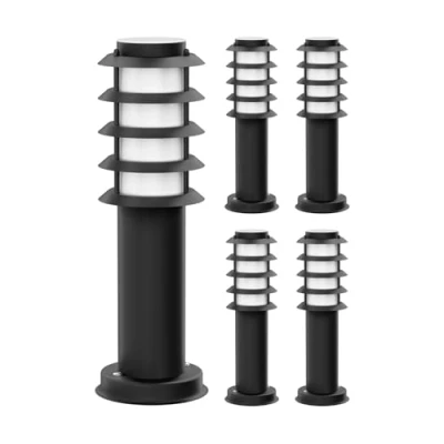 Imagen de ledscom.de 5 pzas. luz de camino/luz bolardo/luz jardín PORU para exteriores, IP44, rejilla, 39 cm, negro, 1x E27 máx. 40W