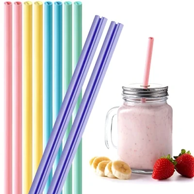 Imagen de NiHome Paquete de 10 pajitas silicona reutilizables con diseño que se pueden abrir, fáciles limpiar, grado alimenticio, sin BPA, compatibles frío y calor, flexibles, portátiles, no