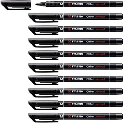Imagen de Marcador permanente STABILO OHPen Caja con 10 unidades Color negro Punta media