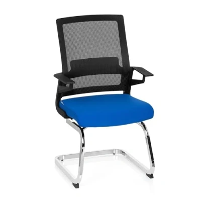 Imagen de hjh OFFICE 732070 Silla Cantiléver Inventor V Tela Negro/Azul, confidente Brazos, Respaldo en Malla Transpirable