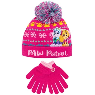 Imagen de Paw Patrol Set de gorro y guantes invierno para niños Skye Everest Rosa Talla única