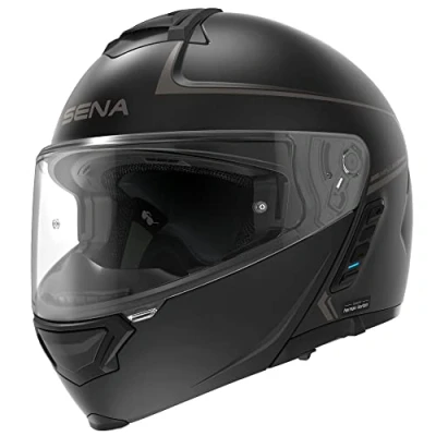 Imagen de Casco modular Sena Impulse Con tecnología Bluetooth y Sound by Harman Kardon. doble visera Mesh Intercom/ MP3 / comandos de voz (Negro, S)