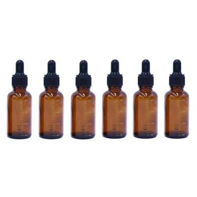 Imagen de VASANA 6 botellas de 30 ml, 1 onza, rellenables, ámbar, graduadas, con gotero pipeta cristal, dispensador aceite esencial vacío, perfumes, cosméticos y líquidos, frascos