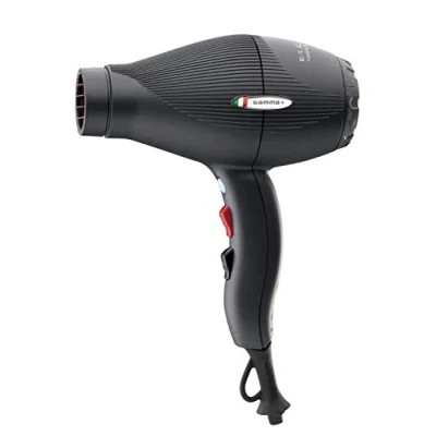 Imagen de GAMMAPIU&#039; Secador de Pelo Profesional E T.C. Light, 3 Temperaturas, Ligero, Silencioso, Generador Iones, 430 g, Rejilla Recubierta Turmalina, W 1800 2100 (Enchufe ITALIA, Negro mate)