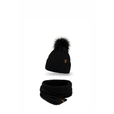 Imagen de Vivisence 7015 Beanie AND Scarf SET Bufanda, Mujer, Talla: One Size, Black