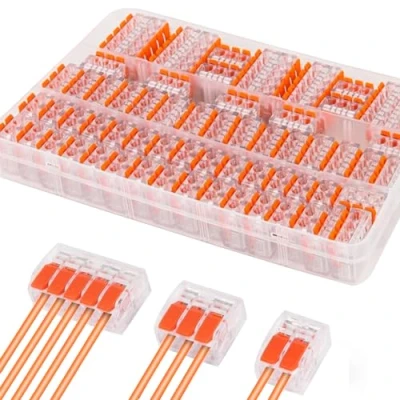 Imagen de Conector de cable, 90 unidades, terminales eléctricos con palanca accionamiento, abrazaderas cable 4 mm², conductor, conexión, corriente, bornes