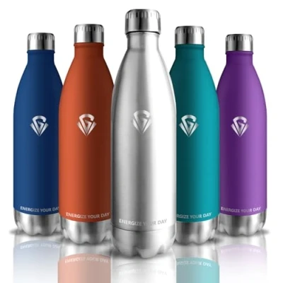 Imagen de Grsta Botella Agua Acero Inoxidable, 1 litro sin BPA, de Deportiva a Prueba Fugas, con Mango, para Senderismo, Yoga, Correr, Cámping