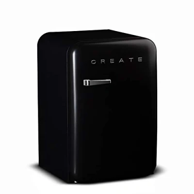 Imagen de CREATE / RETRO FRIDGE 83.5 SILVER/Frigorífico negro maneta plata 98W, bajo consumo, 2 estantes, regulador temperatura, botellero, 56x54x84cm