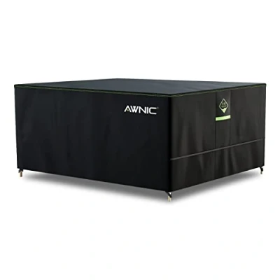 Imagen de AWNIC cubiertas de muebles jardín impermeables para exteriores redondos con resistente al desgarro 420D poliéster 250x210x71cm