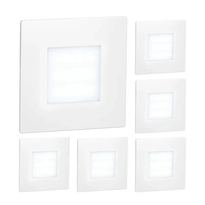 Imagen de ledscom.de 6 LED luz de escalera/luz pared empotrada FEX para interior y exterior, angular, 85 x 85mm, blanco frío