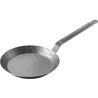 Imagen de ZWILLING FORGÉ Poêle en Fer, Fond Épais avec Structure Losange, pour Griller ou Saisir à Feu Vif, Ø24cm, Argent
