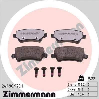 Imagen de ZIMMERMANN 24496.970.1 Juego de pastillas freno Foto correspondiente a la entrega VOLVO: XC60 I, S60 II, V60 LAND ROVER: Range Rover Evoque