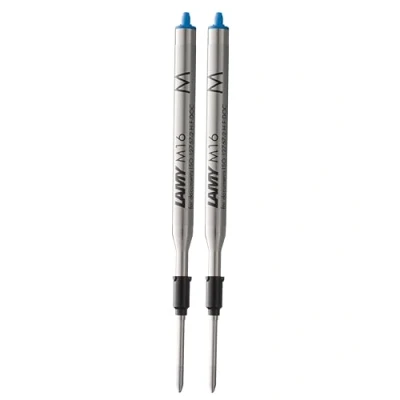 Imagen de Lamy M16 Juego de 2 minas bolígrafo metal Recambio original para todos los modelos bolígrafos indeleble Ancho trazo medio azul