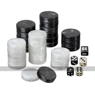 Imagen de Set of Backgammon Pieces/Checkers, 34mm, Black/White, Plastic