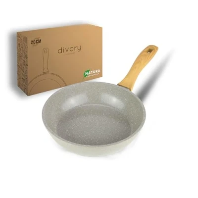 Imagen de DIVORY sartén cerámica 20 cm pequeña de inducción, sin PFAS ni PTFE, apta para horno y lavavajillas (Natura, cm)
