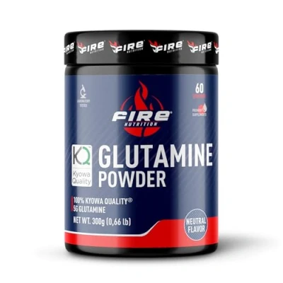 Imagen de Fire Nutrition 100% L Glutamine Powder 300 GR (KYOWA) Unflavoured Sin Sabor Aminoacids Aminoacidos Favorece el Desarrollo y la Recuperacion Muscular